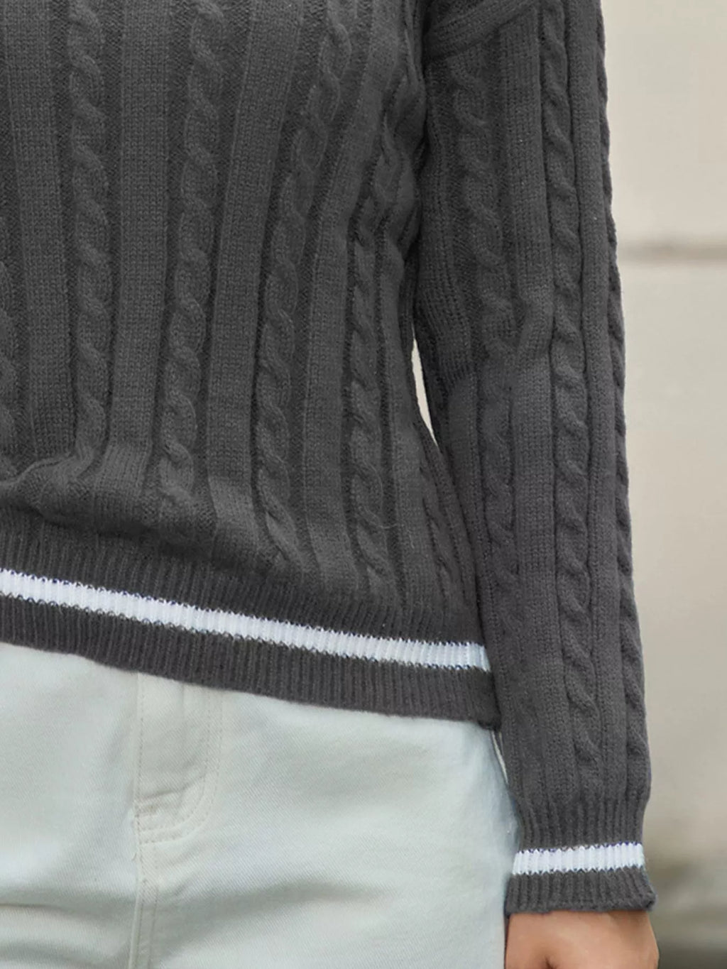 Classic Cable, Knit V-Neck Sweater