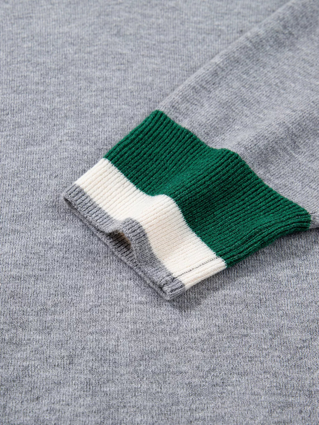 Contrast Striped Trim V-Neck Varsity Sweater